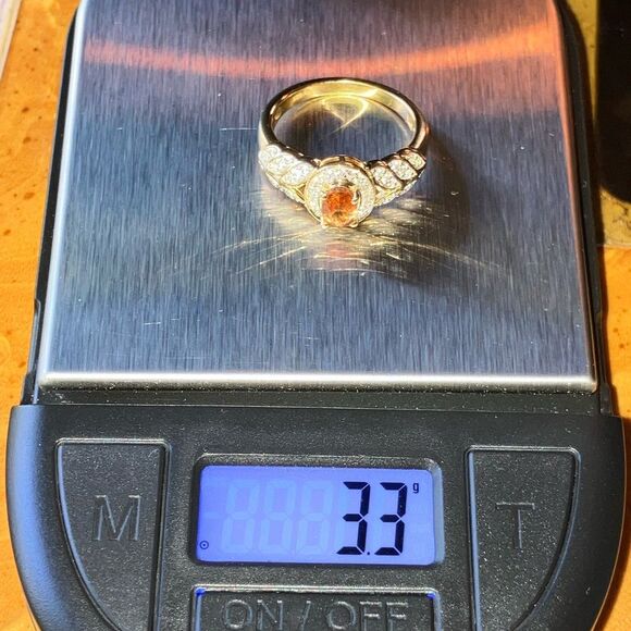 Natural Orange Garnet Sterling Silver Artistic Leaf Ring Discounted Size 6 - Picture 9 of 10